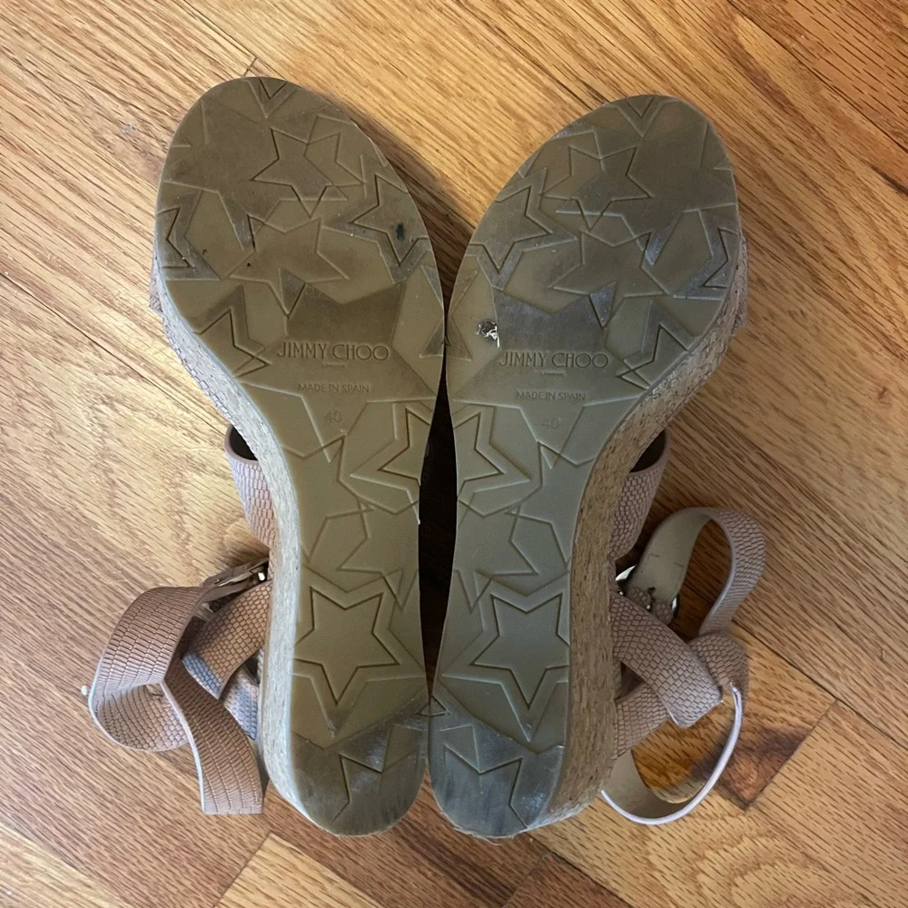 Jimmy Choo Women's Tan Wedge Sandals - Picture 4 of 6